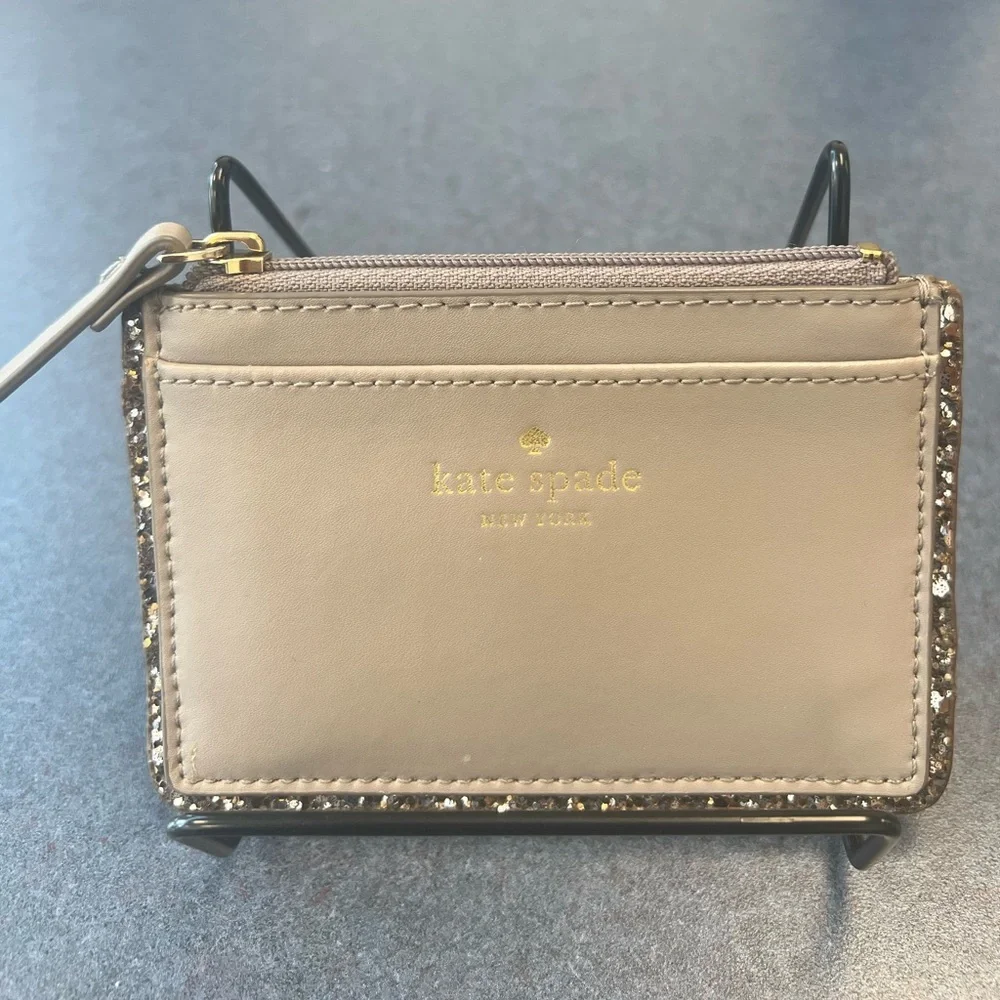 Kate Spade card holder with glitter trim